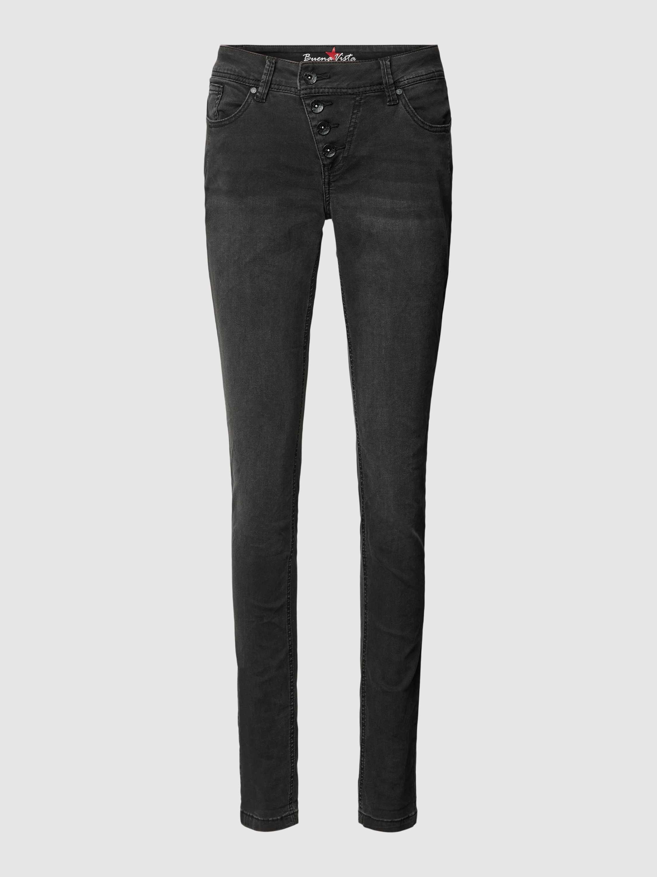 Buena Vista Skinny fit jeans met effen design en used-look