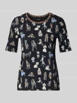 Marc Cain T-shirt met geribde ronde hals