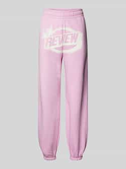 Review Regular fit sweatpants met labelprint