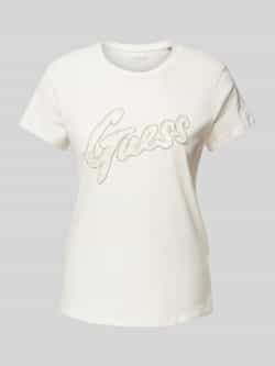 Guess T-shirt met label met strass-steentjes