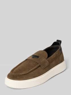 Antony Morato Loafers van leer met labelpatch model 'METAL ROWAN'