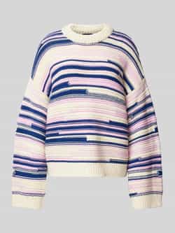 Pieces Oversized gebreide pullover met abstract streepmotief model 'NUSA'