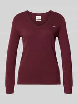 Gant Gebreide pullover van lamswolmix met V-hals