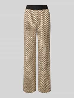 RAFFAELLO ROSSI Straight leg stoffen broek met elastische band met label model 'ELAINE'