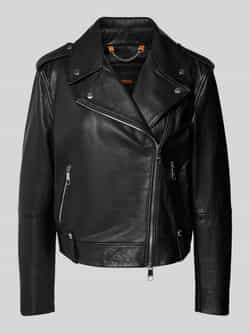 Boss Orange Regular fit leren jack van generfd runderleer