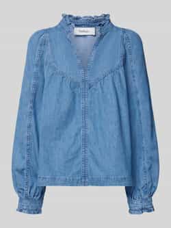 Bash Jeansblouse met V-hals en ruches model 'LAY'