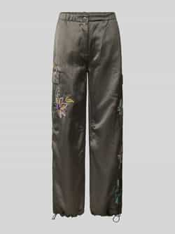 CAMBIO Regular fit broek met bloemenborduursel model 'MARGAN'