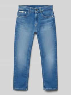 Calvin Klein Straight jeans ESS. WASHED BLUE DAD voor kinderen tot 16 jaar met leren patch