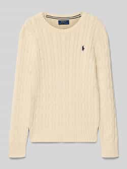 Polo Ralph Lauren Teens Gebreide pullover met kabelpatroon en ronde hals