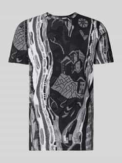 Carlo colucci T-shirt met geribde ronde hals