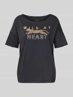 Oui Relaxed fit T-shirt van puur katoen met motiefprint