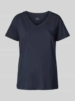 Armani Exchange Blauw V-Hals Katoenen T-Shirt Blue Dames