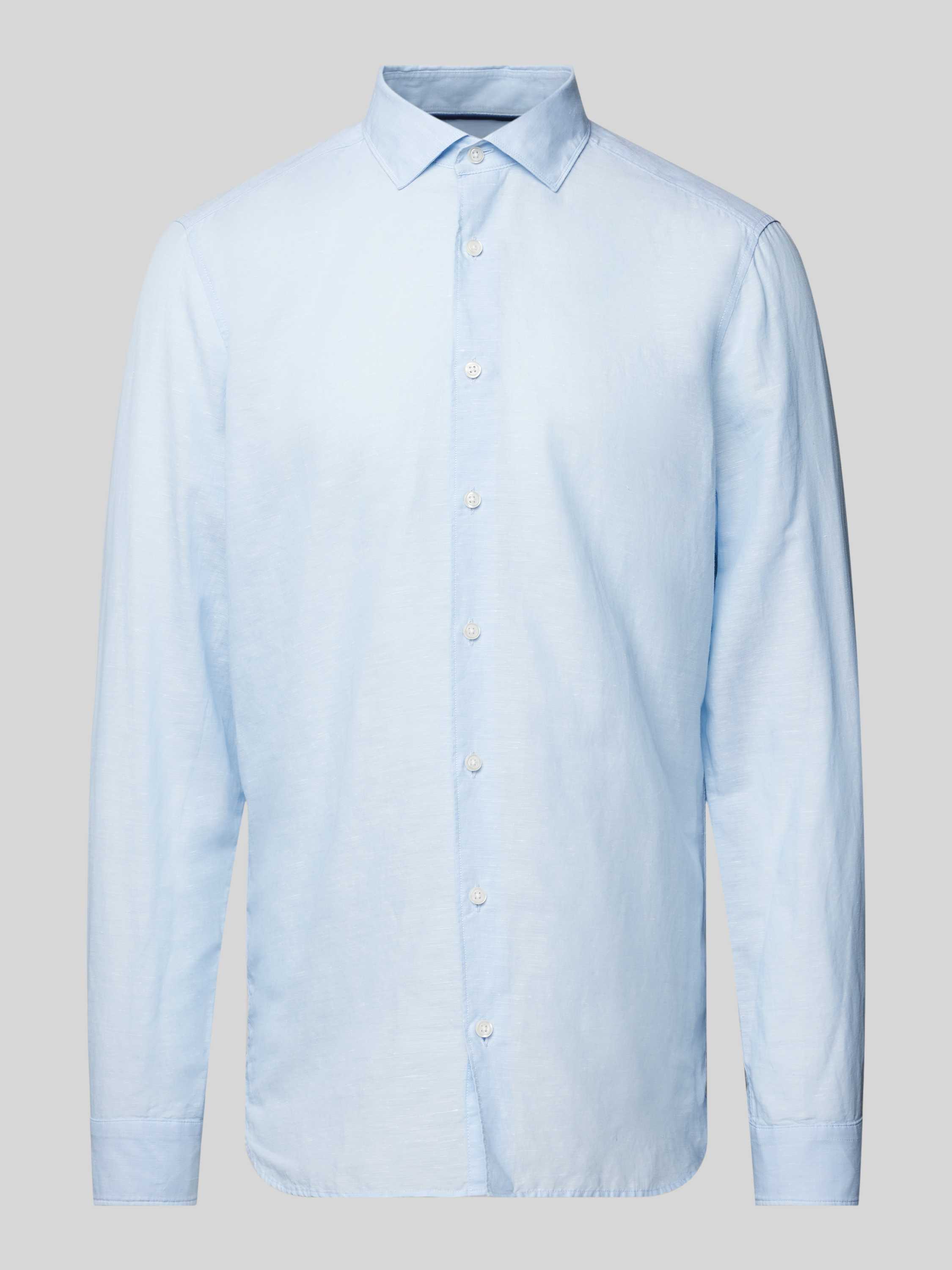 OLYMP Level Five Zakelijk overhemd in effen design van een mix van linnen en katoen