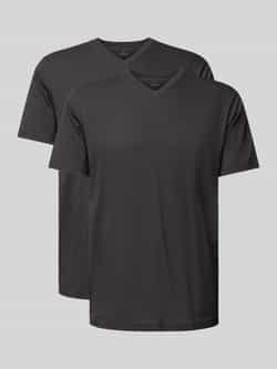 RAGMAN T-shirt met geribde V-hals
