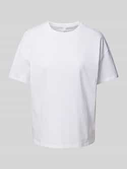 QS T-shirt met geribde ronde hals