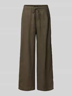 Opus Wide leg linnen broek met elastische band model 'Mileni'