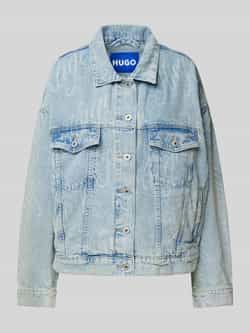 Hugo Blue Jeansjack met paspelzakken op de borst model 'Lou'