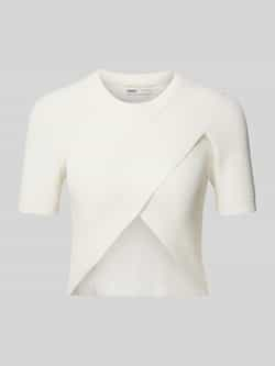 Only Korte Mouw Crop Gebreide Top White Dames