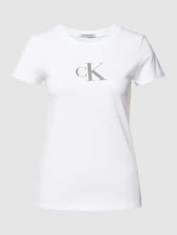 Calvin Klein Jeans Slim fit T-shirt met pailletten model 'SEQUIN'