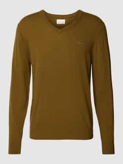 Gant Gebreide pullover van lamswolmix met V-hals