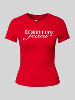 Tommy Jeans Slim fit T-shirt van puur katoen met logoprint