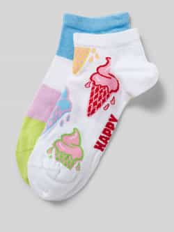 Happy Socks Sneakersokken met stretch in een set van 2 paar model 'Ice Cream'