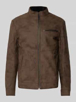 Tom Tailor Regular fit jack in leerlook van pure viscose.met doorgestikte schouderpas