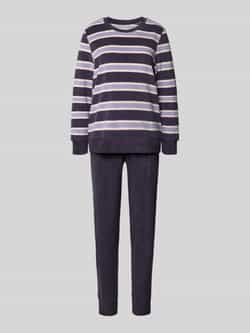Schiesser Pyjama Casual Essentials verwarmende badstof-kwaliteit ronde halslijn lange mouwen (2-delig)