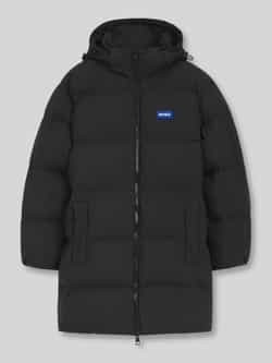 Hugo Blue Regular fit gewatteerde lange jas met labelpatch model 'BODI'