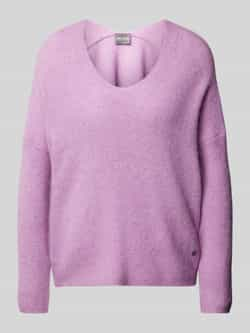 MOS MOSH Gebreide pullover met afgeronde V-hals model 'THORA'