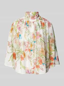 Herzensangelegenheit Regular fit zijden blouse met opstaande kraag
