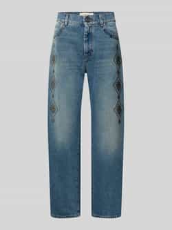 Max Mara Blauwe Straight Line Jeans met Studs Blue Dames