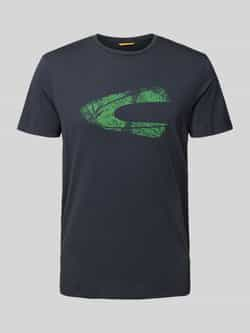 Camel active T-shirt met geribde ronde hals