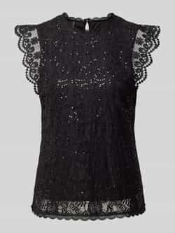 Pieces Regular fit kanten top met pailletten model 'OLLINE''