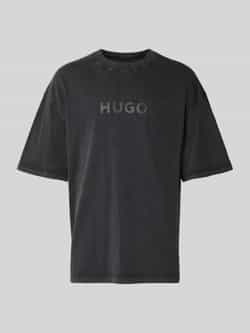 Hugo Blue T-shirt met labelprint model 'Nebute'