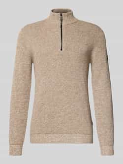 Camel active Slim fit schipperstrui met ritssluiting model 'Mouline'
