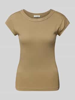 Marc O'Polo Slim fit T-shirt van puur katoen met geribde ronde hals