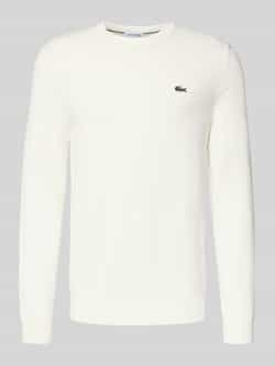 Lacoste Witte Sweater met Geborduurde Krokodil White Heren