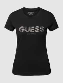 Guess Stretch Bio Katoenen T-Shirt Zwart Black Dames