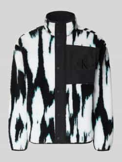 Calvin Klein Jeans Regular fit fleecejack met logostitching model 'Jacquard'
