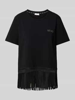 Liu Jo White T-shirt met franjes in effen design