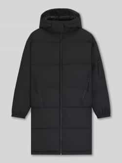 Hugo Blue Relaxed fit gewatteerde lange jas met afneembare capuchon