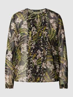 Marc Cain Blouse met bloemenprint en gerimpelde voorkant Black Dames