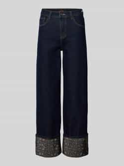 Miss goodlife Straight fit jeans met omslag en siersteentjes