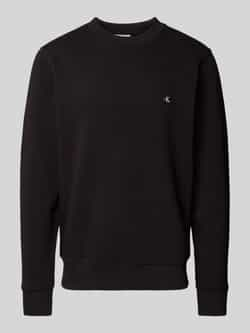 Calvin Klein Zwarte katoenen sweatshirt met applicatielogo Black Heren