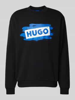 Hugo Blue Sweatshirt met labelprint model 'Nabluey'