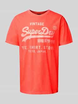 Superdry T-shirt met labelprint model 'Neon'