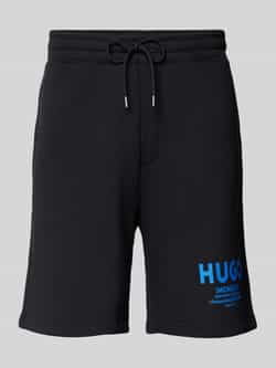 Hugo Blue Regular fit sweatshorts met labelprint model 'Nomario'