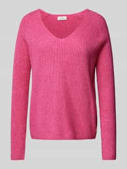 FYNCH-HATTON V-Neck Melange Pullover Sweater Pink Dames