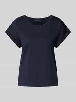 Monari T-shirt met geribde ronde hals